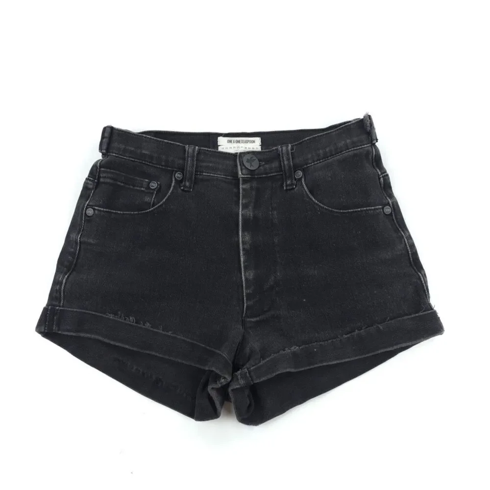 ONE TEASPOON Harlets High Rise Twisted Cuff Hem Shorts Beachy Boho VSCO Grunge